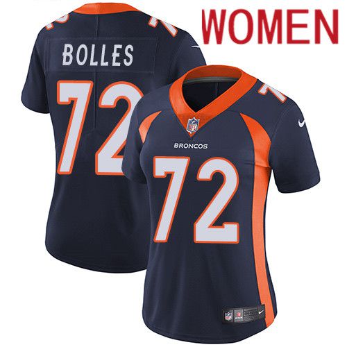 Women Denver Broncos #72 Garett Bolles Navy Blue Nike Vapor Limited NFL Jersey->women nfl jersey->Women Jersey
